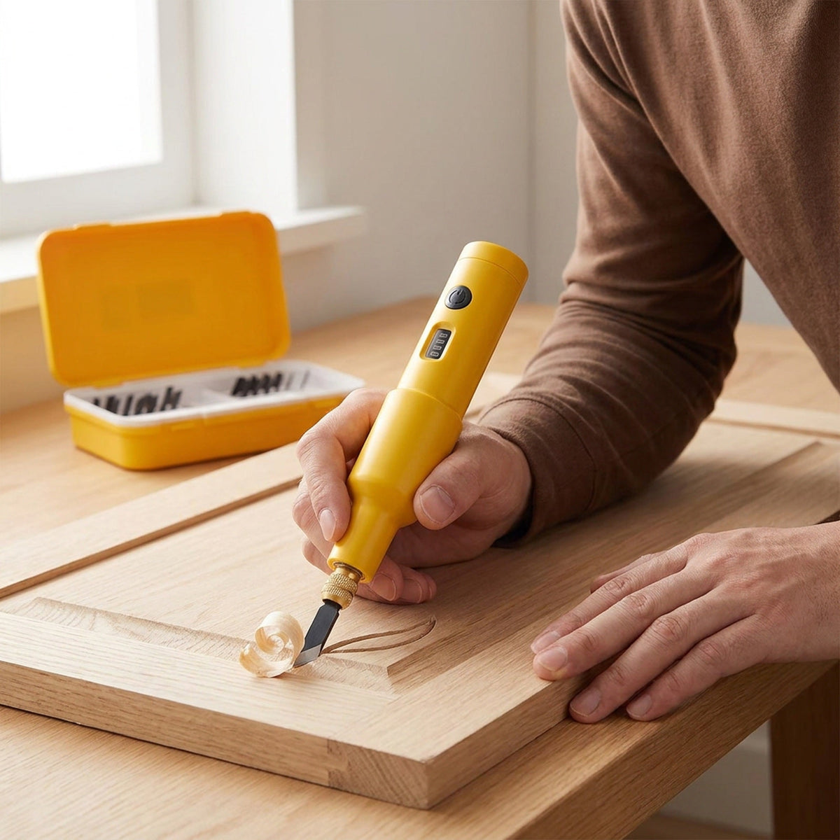 Electric Wood Carving Knife Set – 40W Professional Wood Carving Tool Kit with 20 Blades for Furniture Sculpture, Carpentry and Root Carving Crafts