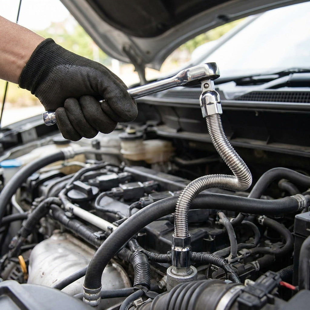 Bendable Socket Wrench Extension – Flexible Socket Extension Bar, Spring Flex Shaft for Tight Spaces