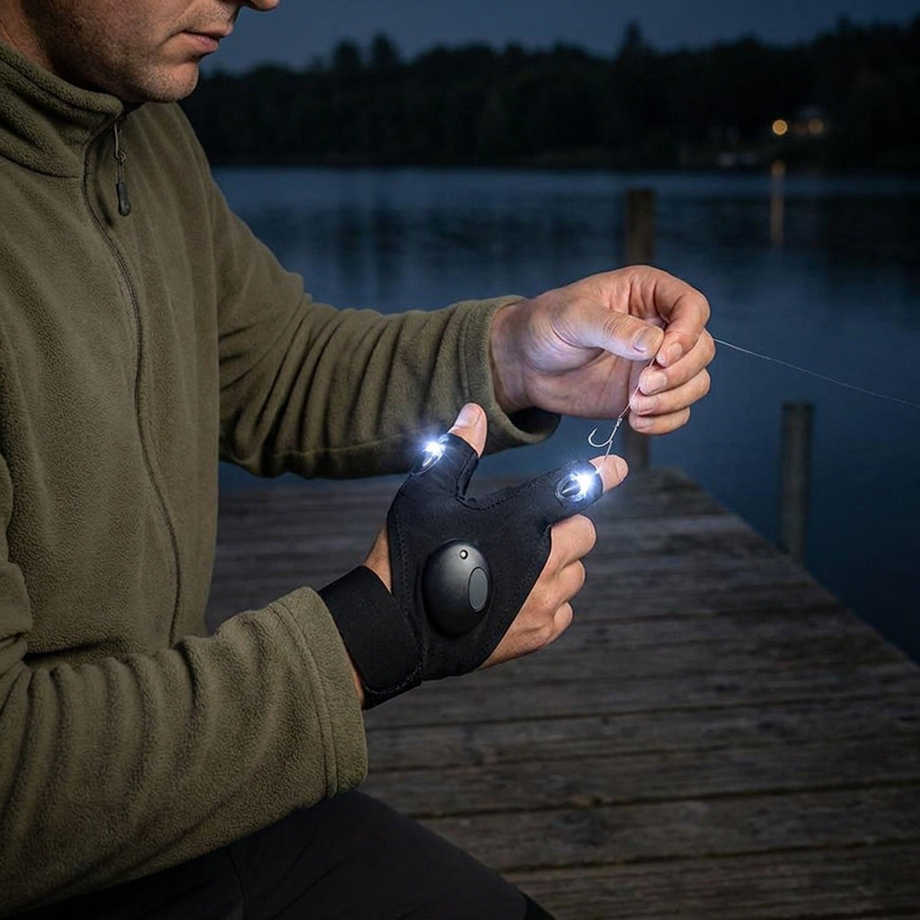 Outdoor LED Flashlight Glove, Camping Fishing Accessories, Gifts for Men Dad Husband Him