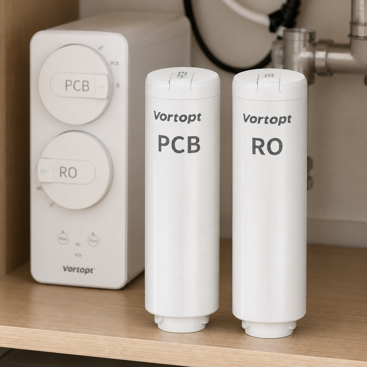 Vortopt DR3 Complete 600 GPD Tankless Reverse Osmosis System — PCB + RO Filters Included
