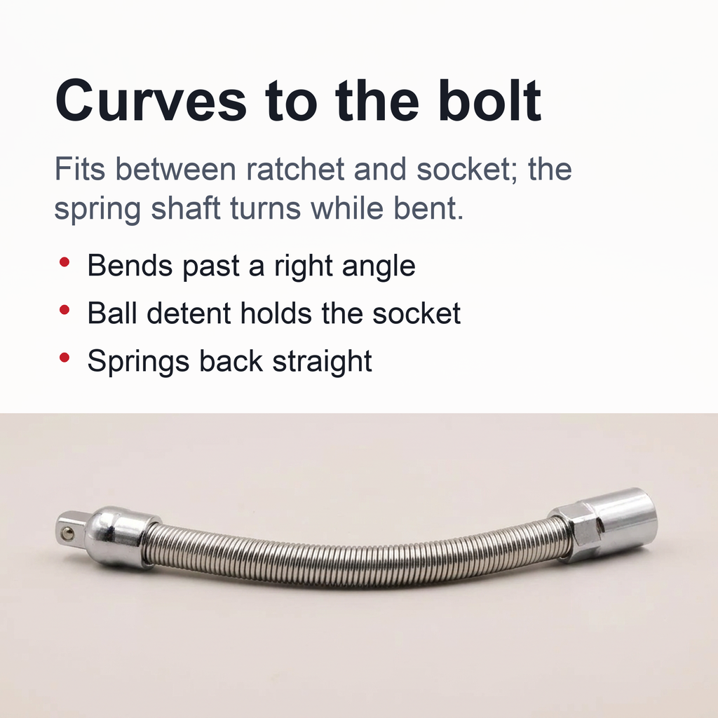Bendable Socket Wrench Extension – Flexible Socket Extension Bar, Spring Flex Shaft for Tight Spaces