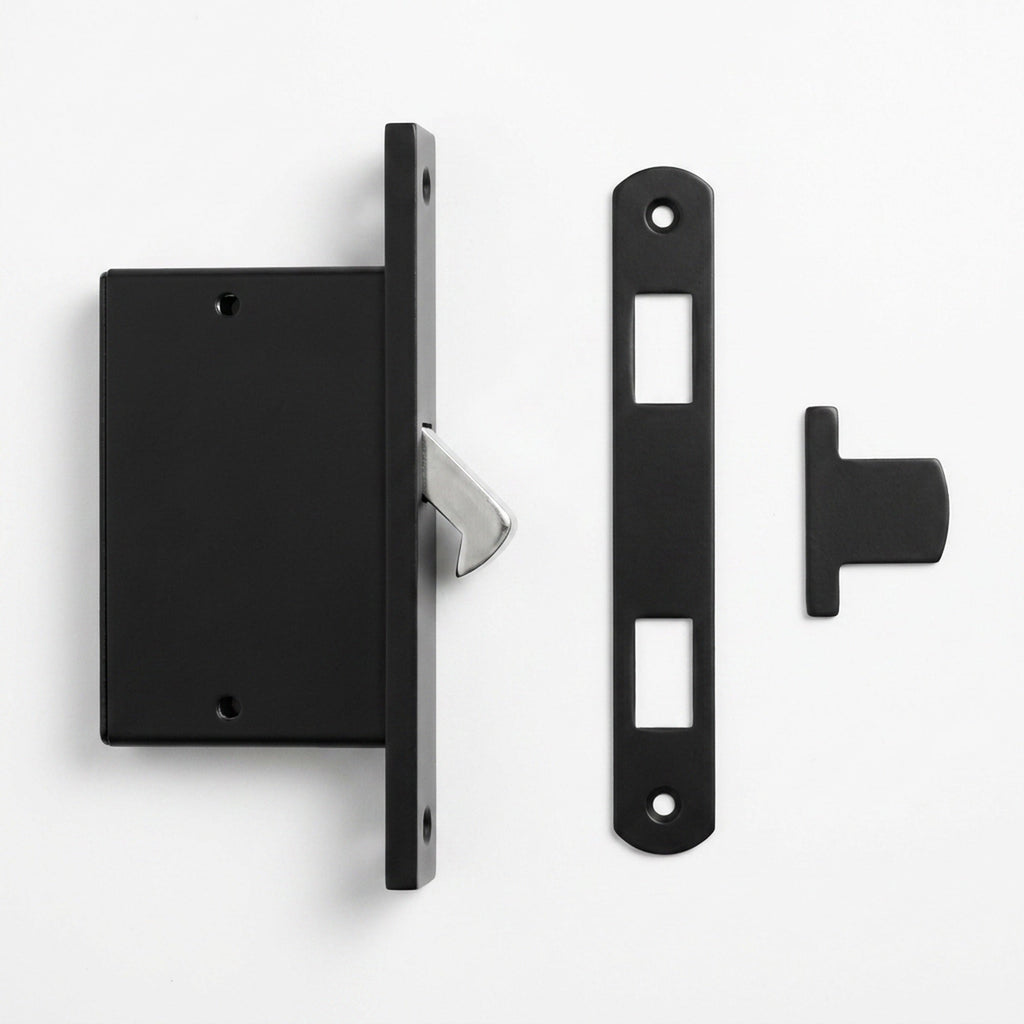 Invisible Entry Hook Pocket Door Lock –  With Interior Lock Fittings, Modern Sliding Hardware for Doors, Rooms, or Minimalist Spaces