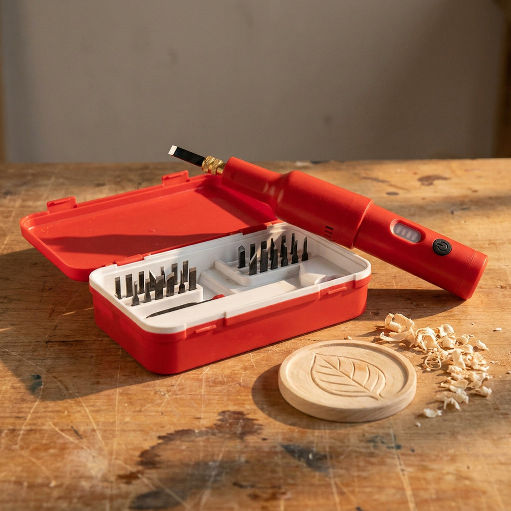 Electric Wood Carving Knife Set – 40W Professional Wood Carving Tool Kit with 20 Blades for Furniture Sculpture, Carpentry and Root Carving Crafts