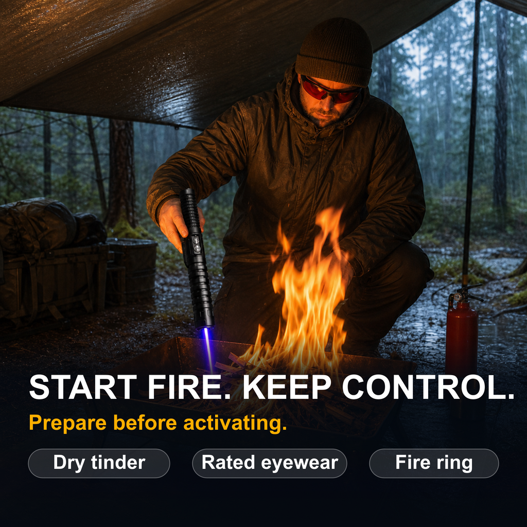 Burning Blue High-Power Fire-Starting Laser Torch