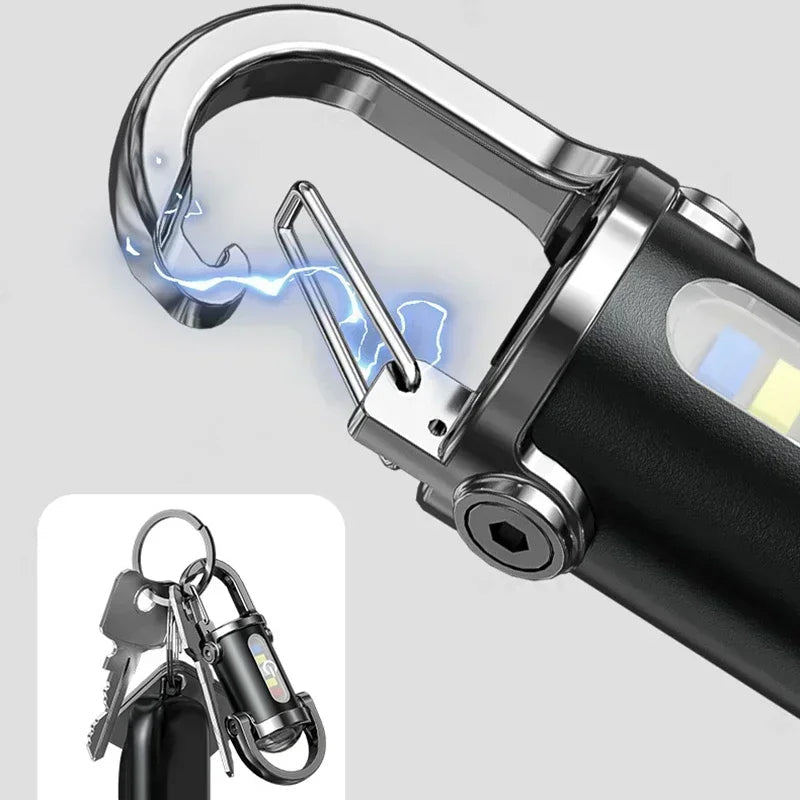 Rechargeable LED Keychain Work Light – Ultra-Bright, Compact, Multifunctional Emergency Flashlight with Keyring for Outdoor & Home Inspections