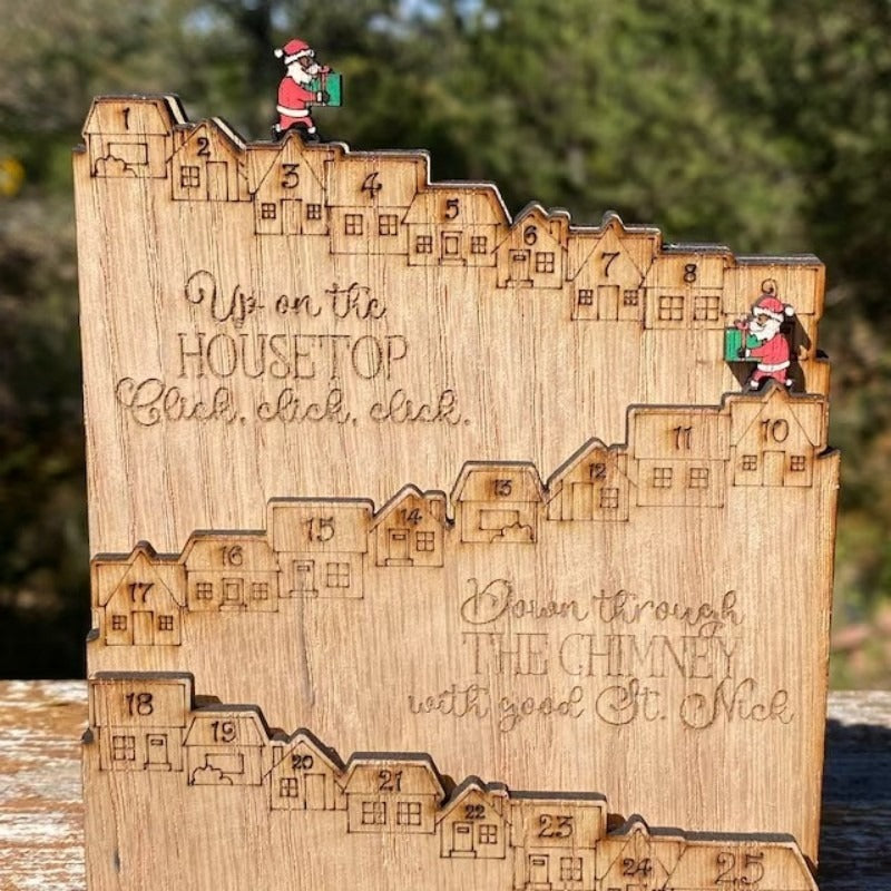 Wooden Christmas Advent Calendar, Table Decoration