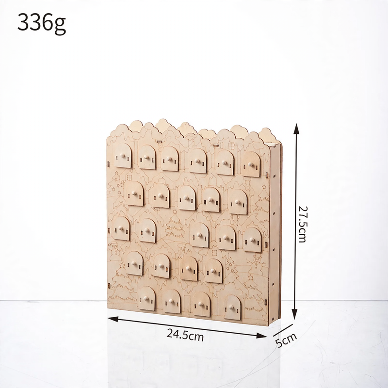 Illuminated wooden advent calendar with LED