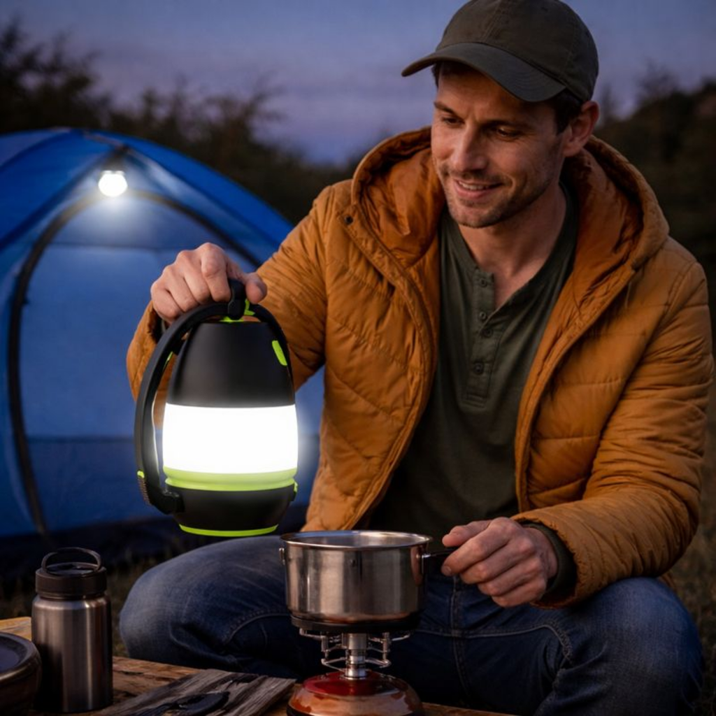 Rechargeable Camping Flashlight – 3-in-1 Multifunction LED Torch, Desk Light and Emergency Lamp with Built In Battery for Outdoor Survival