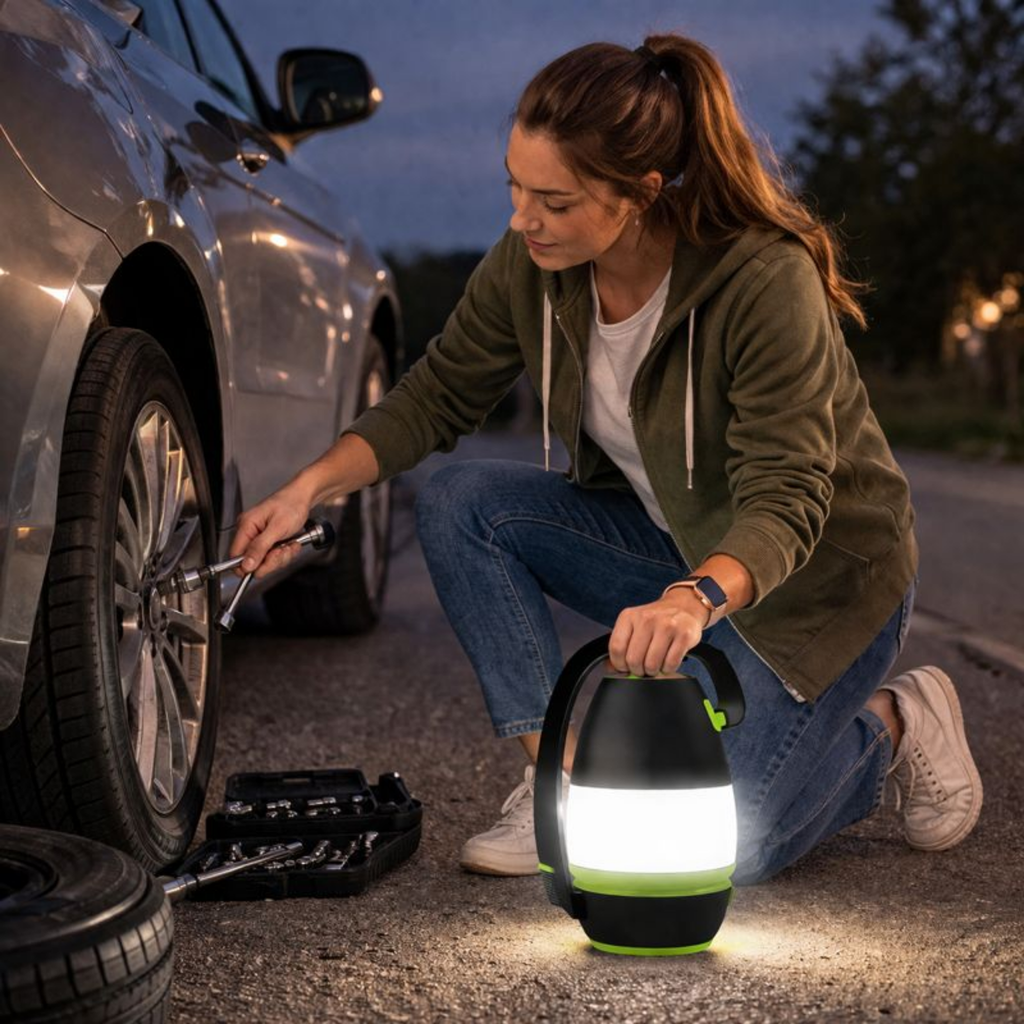 Rechargeable Camping Flashlight – 3-in-1 Multifunction LED Torch, Desk Light and Emergency Lamp with Built In Battery for Outdoor Survival