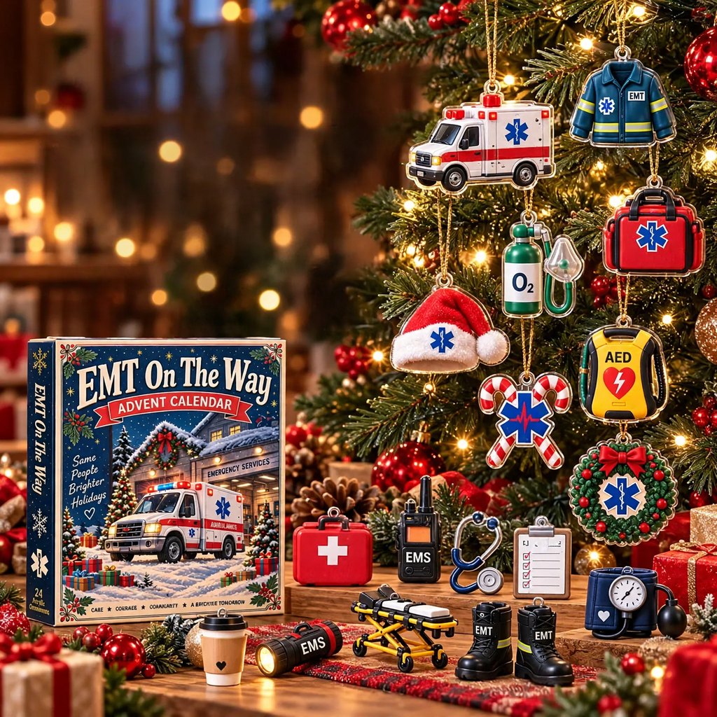 Decorative ambulance advent calendar box, acrylic