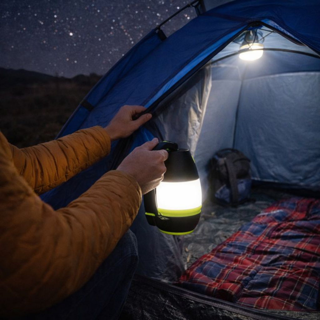 Rechargeable Camping Flashlight – 3-in-1 Multifunction LED Torch, Desk Light and Emergency Lamp with Built In Battery for Outdoor Survival