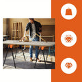 Heavy-Duty Folding Sawhorses - Portable 2-Pack Support Stands for Workshop Construction or Garage Use