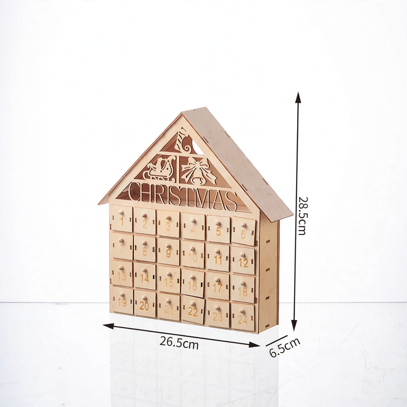 Illuminated wooden advent calendar with LED