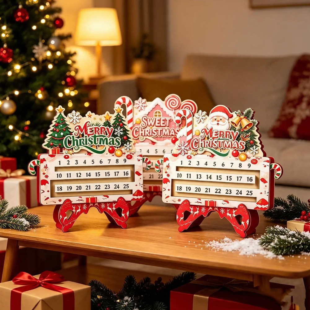 Wooden Advent calendar with movable date marker