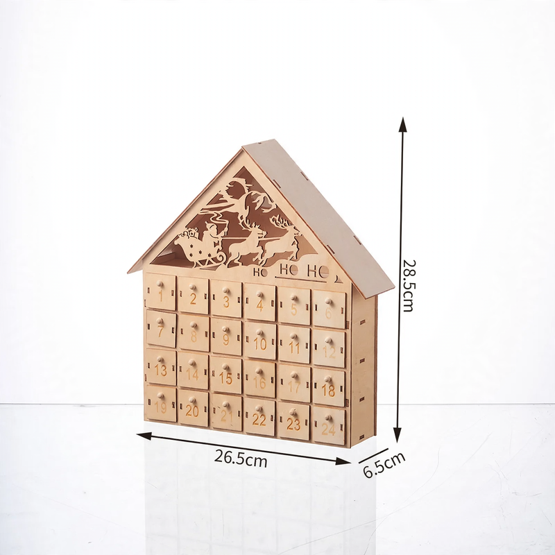 Illuminated wooden advent calendar with LED