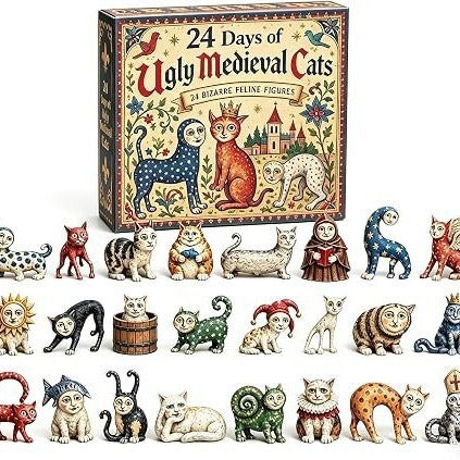Retro Advent Calendar with Cat Figures, 24 Days
