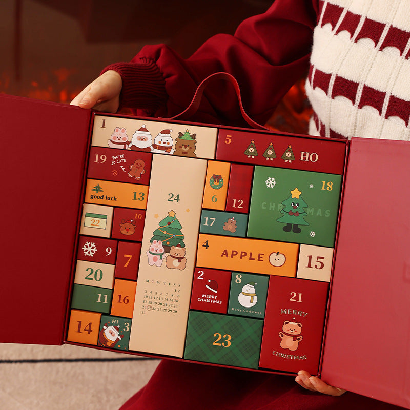 Christmas Advent Calendar Gift Box, 24 Compartments, Fabric