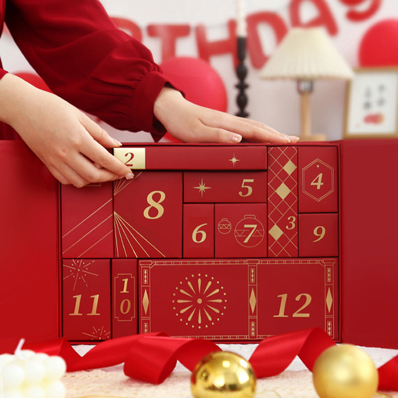 Advent calendar gift box, 24 compartments, with gold embossing