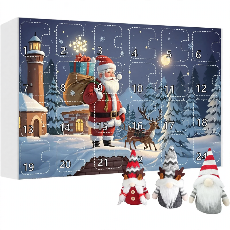 Christmas Advent Calendar with Gnome Figures