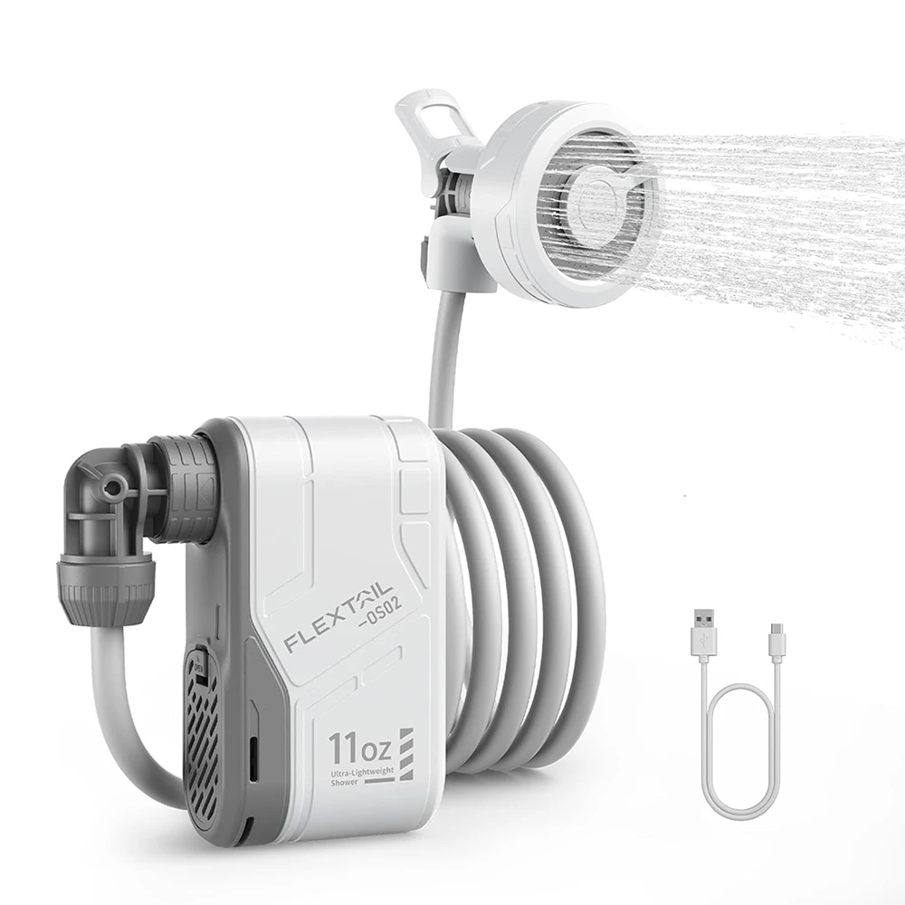 Flextail Max Portable Electric Shower – IPX7 Waterproof Pump for Outdoor Showering, Car Cleaning, Dishes, and Pet Grooming Anywhere
