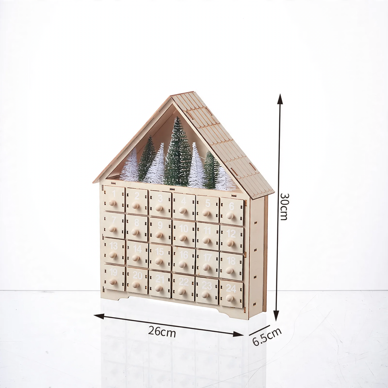 Illuminated wooden advent calendar with LED