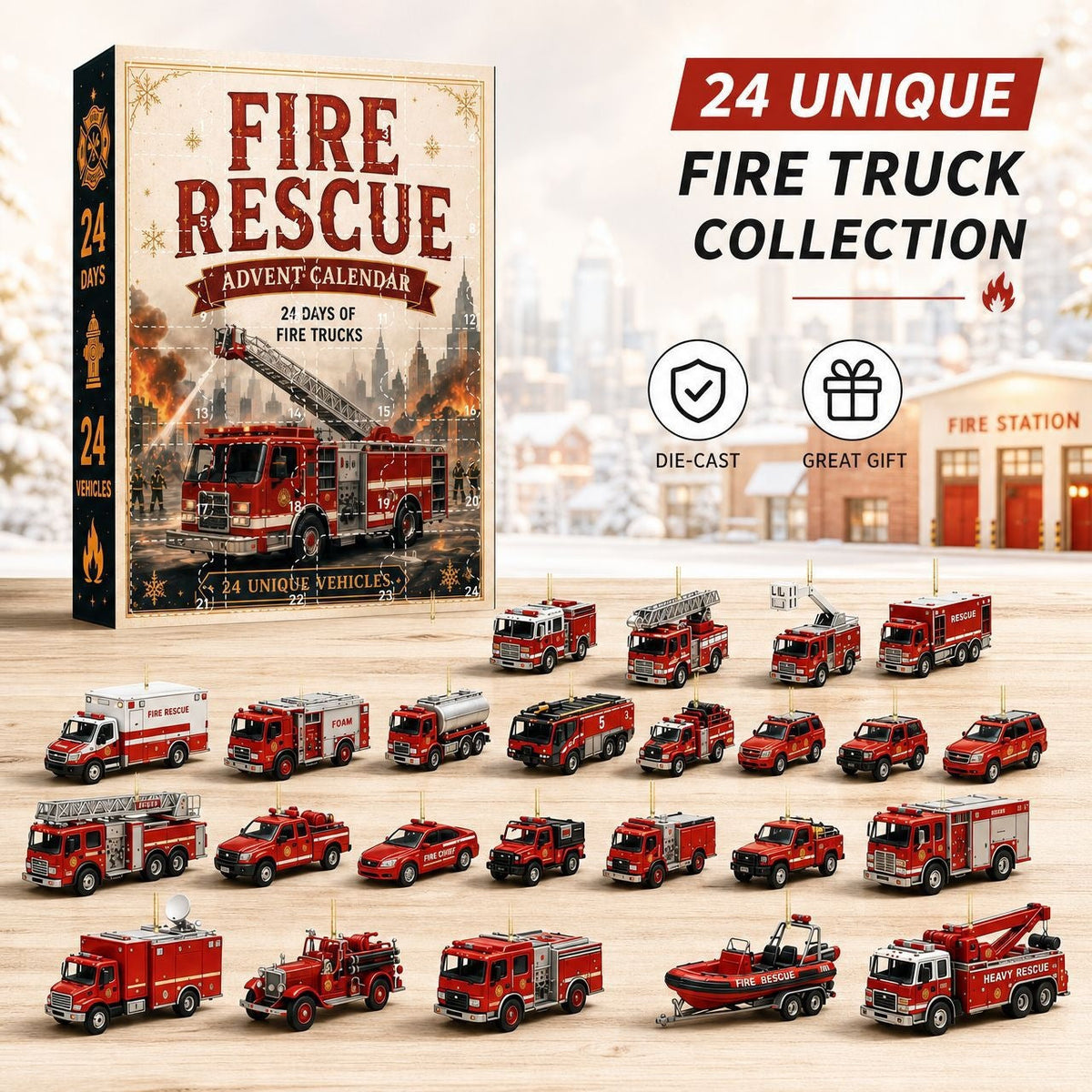 Christmas Advent Calendar with Vehicle Trailers
