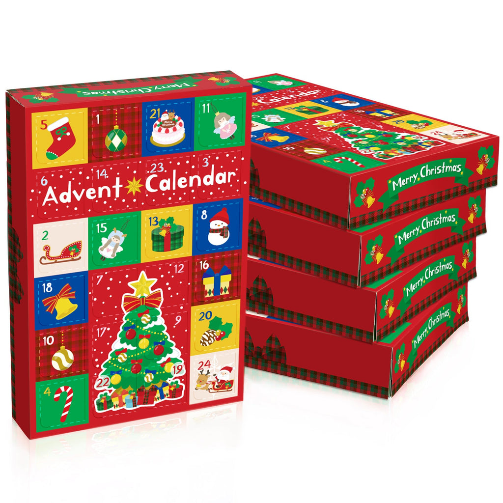 Christmas Advent Calendar Boxes, 24 compartments, set of 5