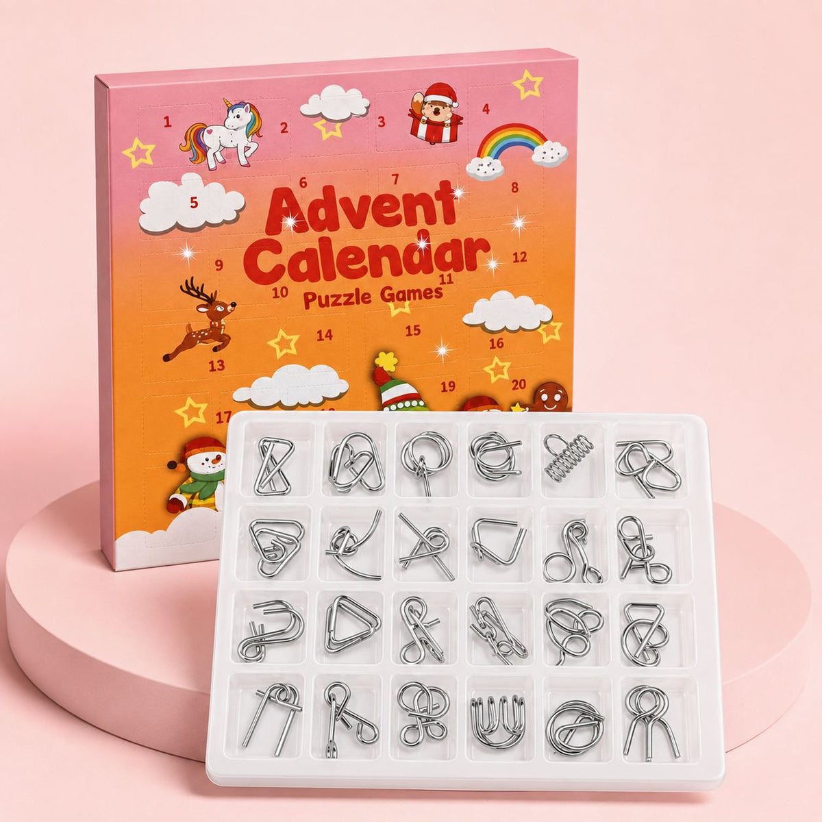 Advent calendar with 24 metal patience games