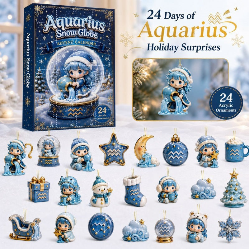 Aquarius zodiac sign advent calendar with acrylic ornaments