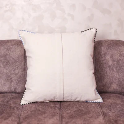 Luxury Fassi Embroidered Pillow Cover 20×20 | Ivory & Blue All-Over Star Pattern, Lined Heirloom Cushion