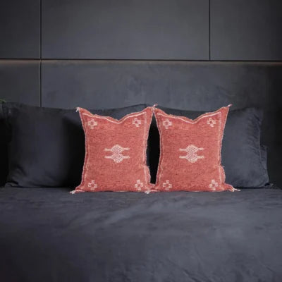 Terracotta Moroccan Sabra Silk Pillow Cover 18×16 | Handwoven