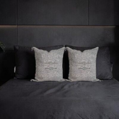 Grey Moroccan Sabra Silk Pillow Cover 20×18 | Handwoven