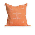 Sunset Orange Moroccan Sabra Silk Pillow Cover – Tazenakht Sun Medallion | 19×18 | Handwoven