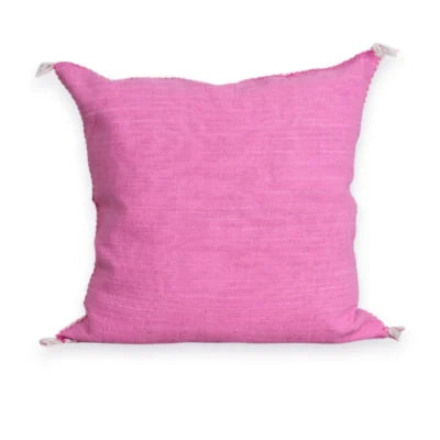 Pink Moroccan Sabra Silk Pillow Cover – Bubblegum | 18×18 | Handwoven