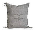 Grey Moroccan Sabra Silk Pillow Cover 20×18 | Handwoven