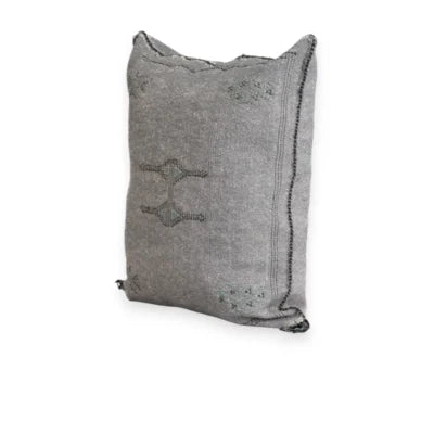 Grey Moroccan Sabra Silk Pillow Cover 20×18 | Handwoven
