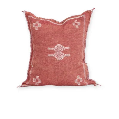 Terracotta Moroccan Sabra Silk Pillow Cover 18×16 | Handwoven