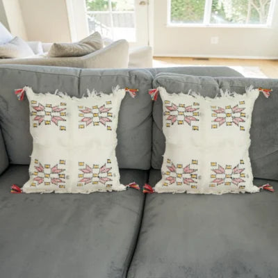 Ivory Moroccan Berber Wool Pillow – Khenifra Bridal | 12×12 in