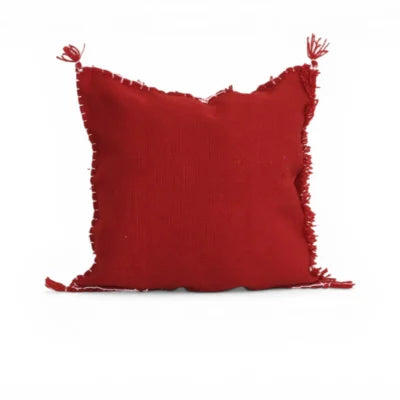 Red Berber Moroccan Wool Pillow – Khenifra Bridal Tradition | 12×12 in