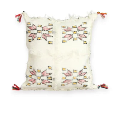 Ivory Moroccan Berber Wool Pillow – Khenifra Bridal | 12×12 in