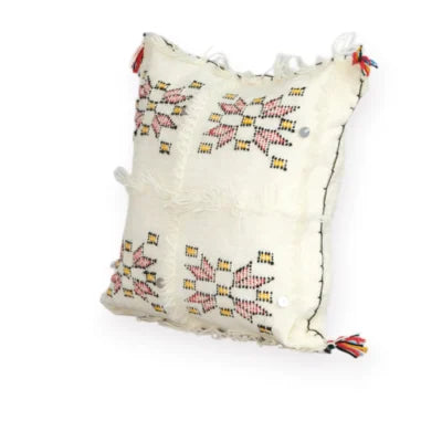 Ivory Moroccan Berber Wool Pillow – Khenifra Bridal | 12×12 in