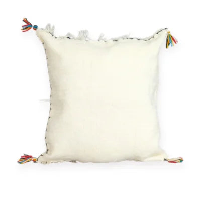 Ivory Moroccan Berber Wool Pillow – Khenifra Bridal | 12×12 in
