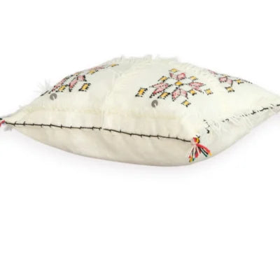 Ivory Moroccan Berber Wool Pillow – Khenifra Bridal | 12×12 in
