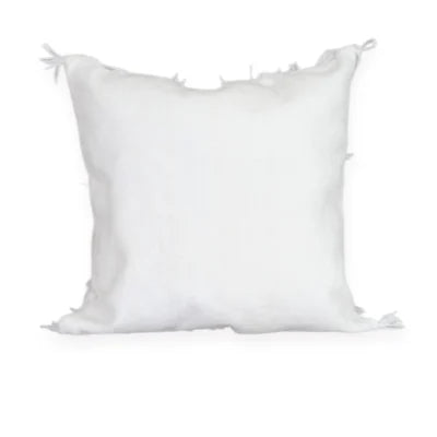 White Handira Moroccan Berber Wool Pillow – Khenifra Bridal | 12×12 in
