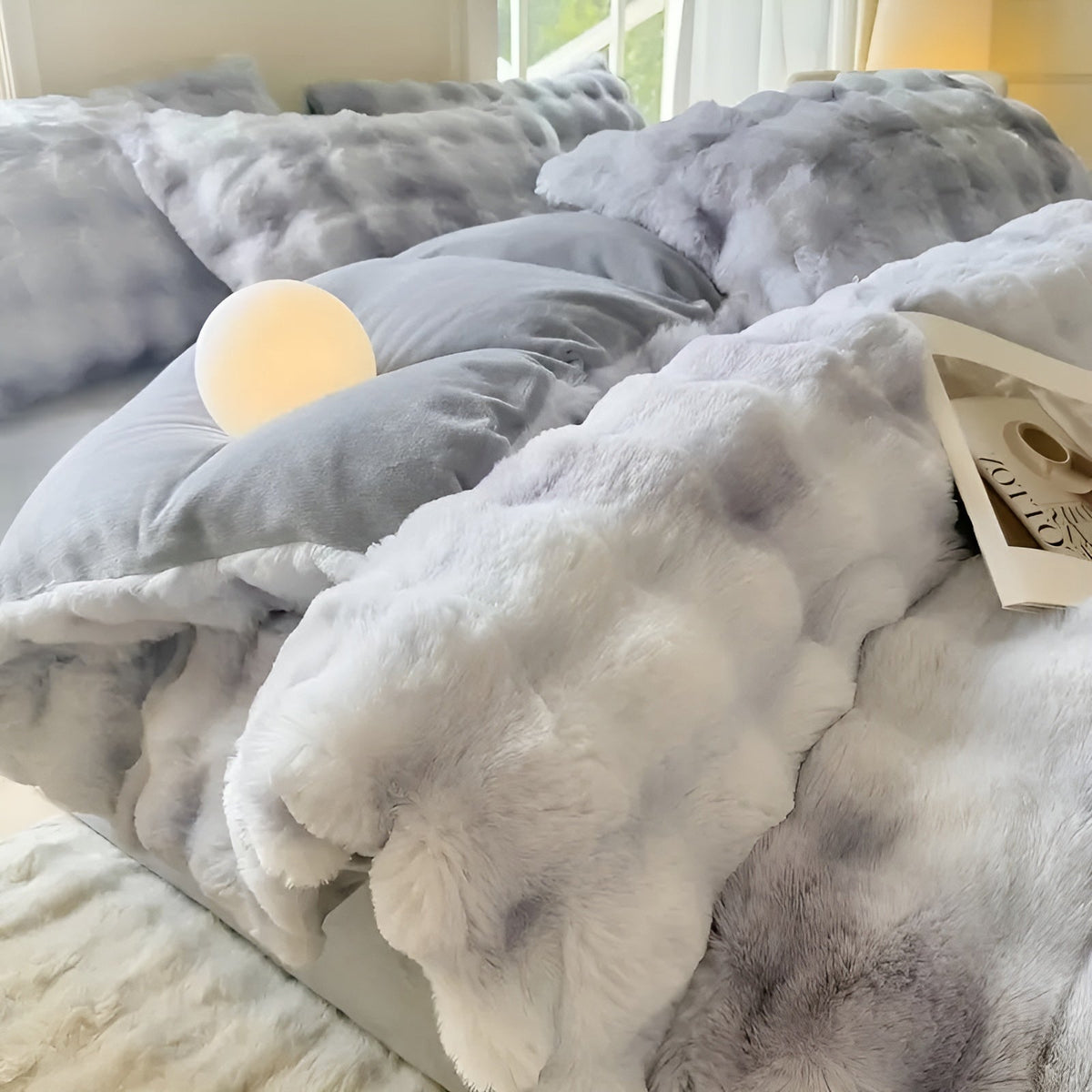 Cozy Plush Bedding Set – Warm and Soft for Autumn & Winter | Reversikaatwe Design in Rabbit Fur & Milk Velvet | kaatw