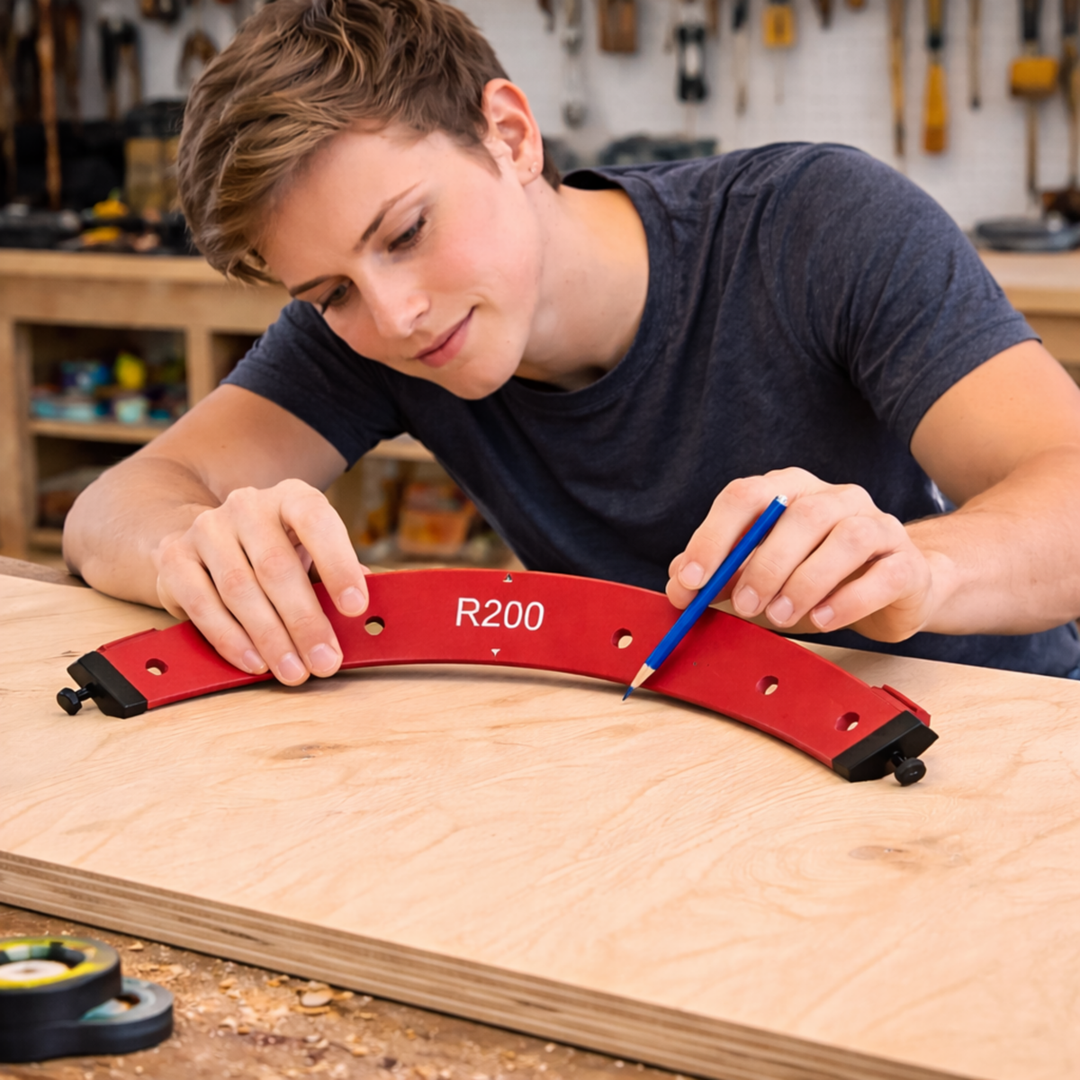 Woodworking Router Radius Template Jig – R100 to R300 Arc Angle Positioning Guide Reusable Corner Tool