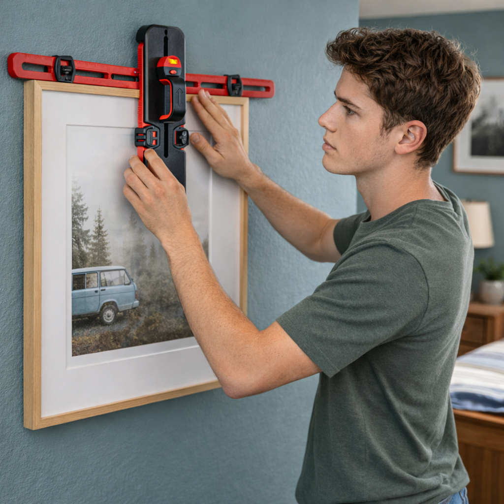 Picture Hanging Leveling Tool Kit – Frame Hardware Positioning Tool with Calibration for Precise Wall Mounting