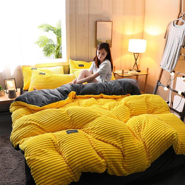 kaatw | Thickened Corduroy Velvet Bedding Set