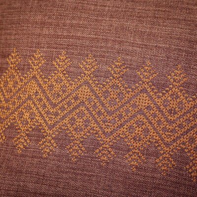 Fassi Embroidered Linen Pillow Cover 20×20 | Chocolate Brown & Amber Moroccan Cushion