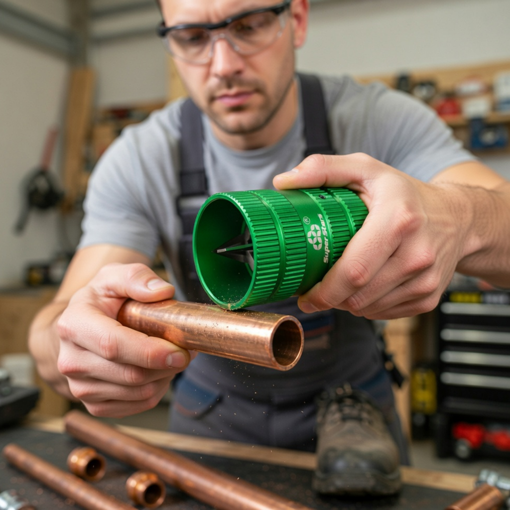 Copper Pipe Burr Chamfering Tool – Air Conditioning Tube Deburring Reaming Knife for 1/4" to 1-5/8" Tubing Repair